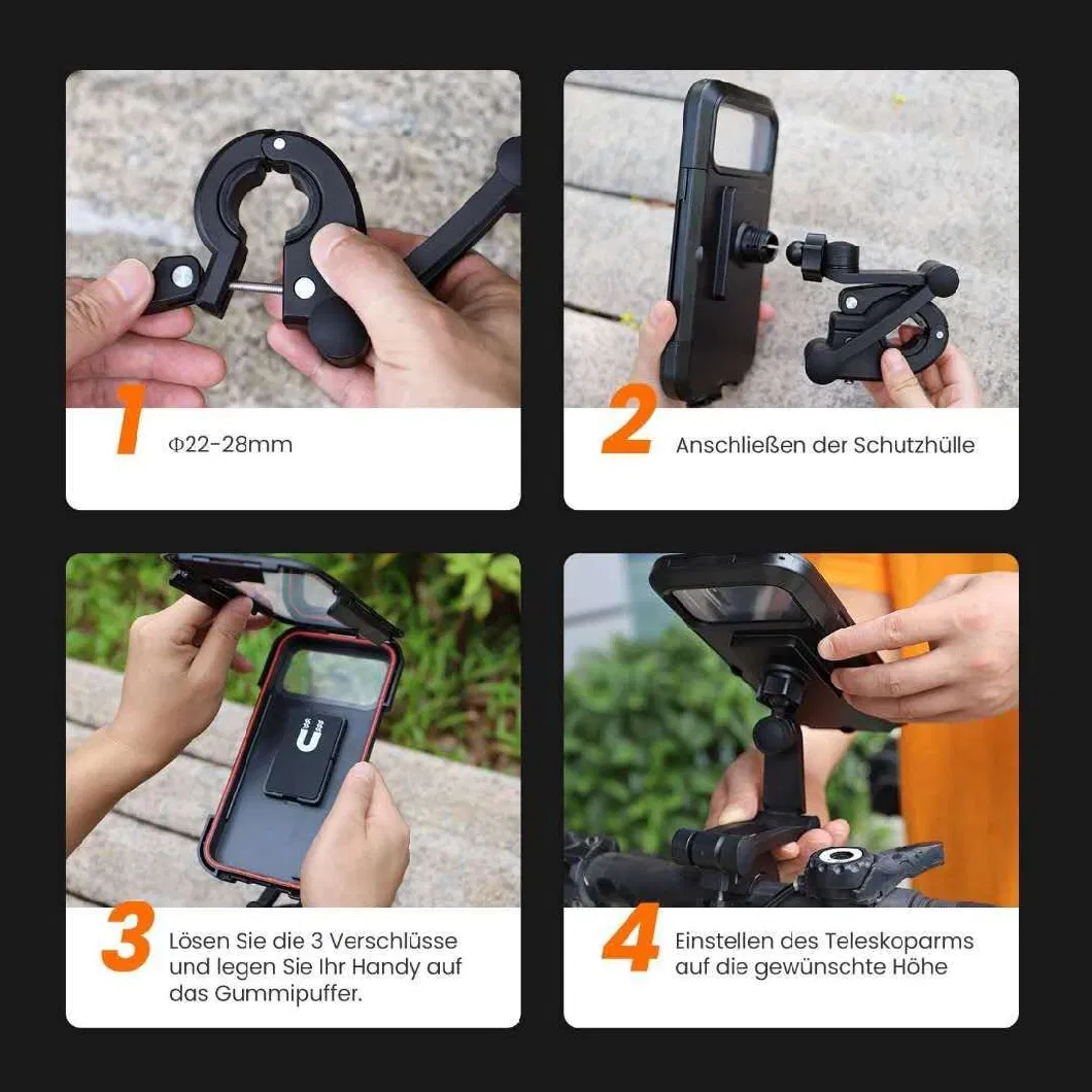 Bicycle Motorcycle Ipx4 Level Waterproof Mobile Phone Holder Rainproof Mobile Phone Case Folding Magnetic Navigation Bracket